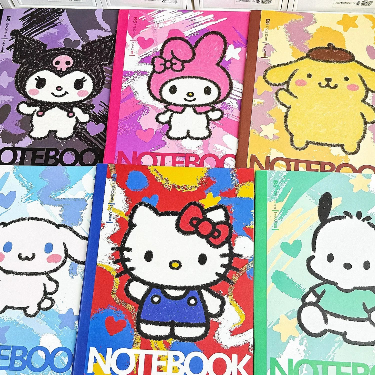 Watercolor Sanrio Notebook Children's Birthday  Gift Cartoon Anime Learning Book Drawing Booklet B5 Horizontal Notebook Class
