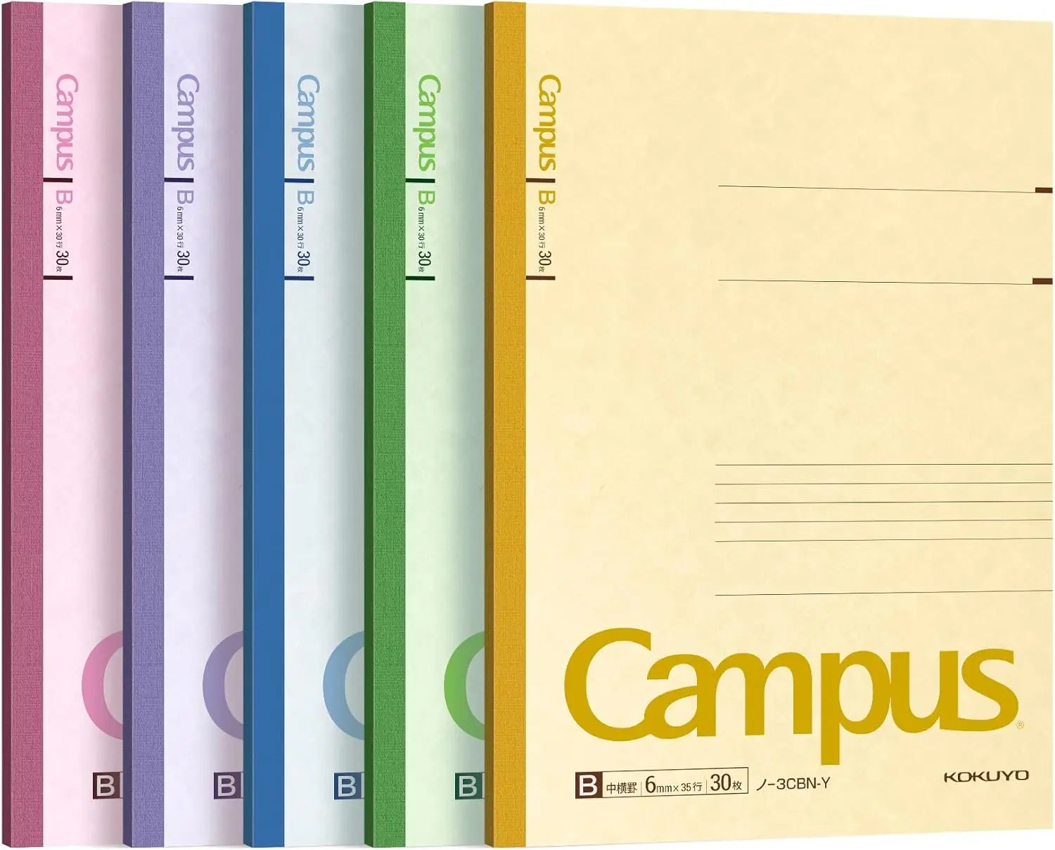 5-Pack B5 Lined Notebooks, 30 Sheets Each, Pastel Colors for School Work Study Notes