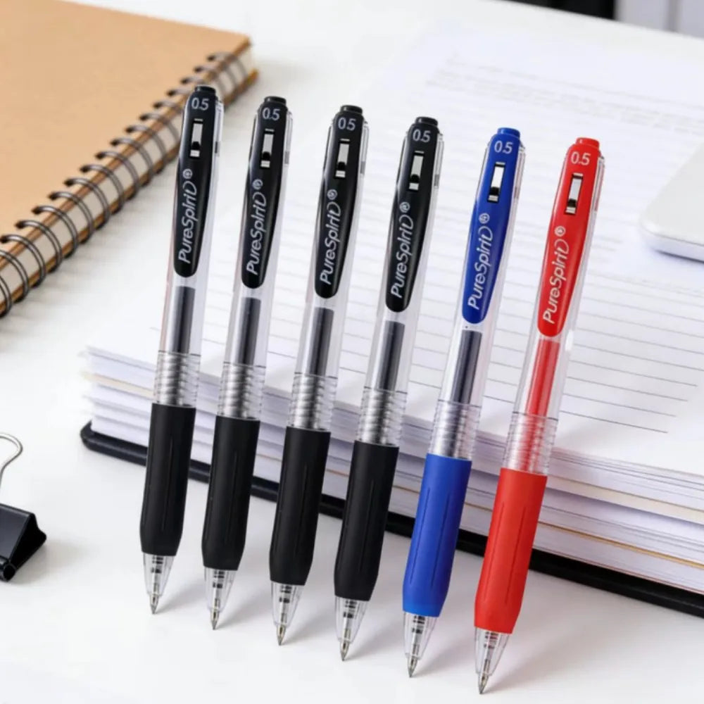 12pcs Gel Pen Rollerball Pens with Comfort Grip 0.5MM Black Blue Red Writing Pen for Students Office