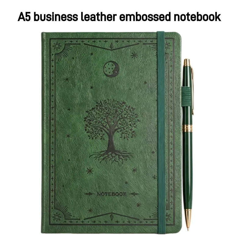 Embossed PU Leather A5 Business Journal with Elastic Band Thick Notebook Luxury Gift for Corporate Clients Colleagues Birthday
